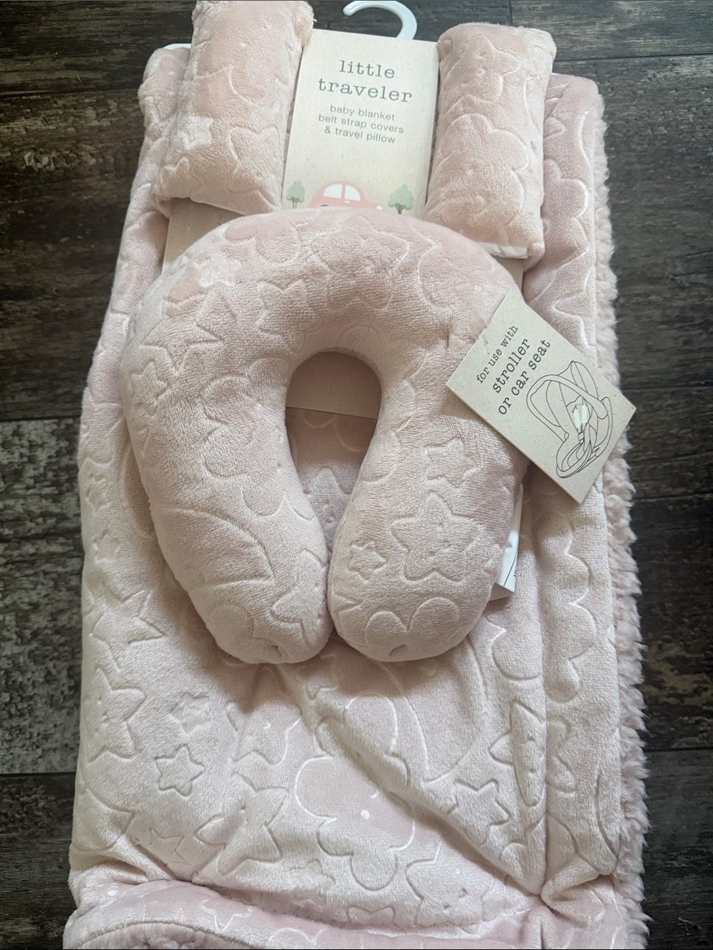 Baby Travel Pillow & Blanket Set - Pink